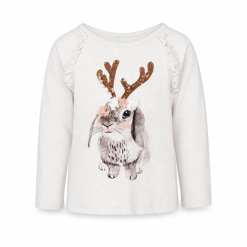 Mantaray Girls Ivory Rabbit T-Shirt 3-4 Years Sequin Accent