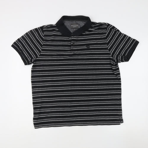 Bonmarché Men's Black Striped Polo Shirt L