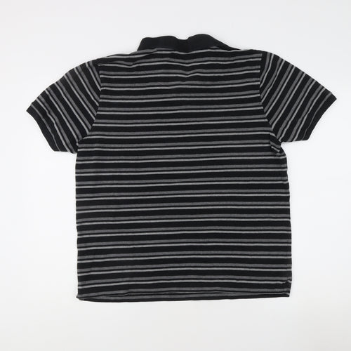 Bonmarché Men's Black Striped Polo Shirt L