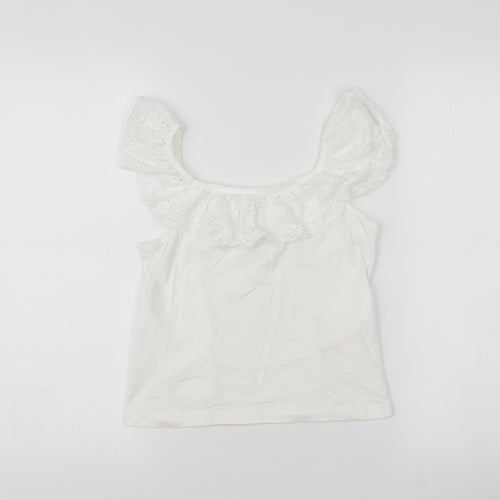 Jeff & Co Girls White Cotton Ruffle Camisole Blouse 10-11 Years
