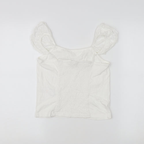 Jeff & Co Girls White Cotton Ruffle Camisole Blouse 10-11 Years