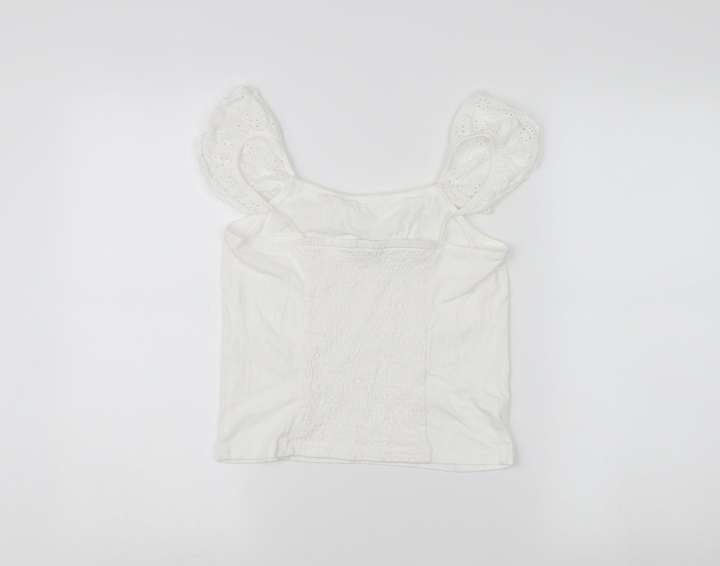 Jeff & Co Girls White Cotton Ruffle Camisole Blouse 10-11 Years