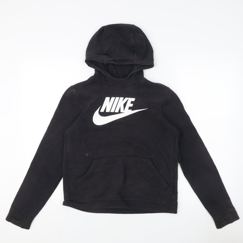 Nike Teens Black Pullover Hoodie L with Logo Accents