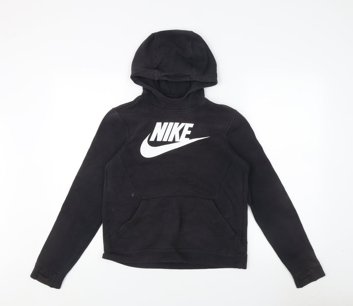 Nike Teens Black Pullover Hoodie L with Logo Accents