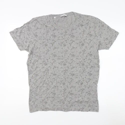 Selected Homme Mens Grey Floral T-Shirt Size L