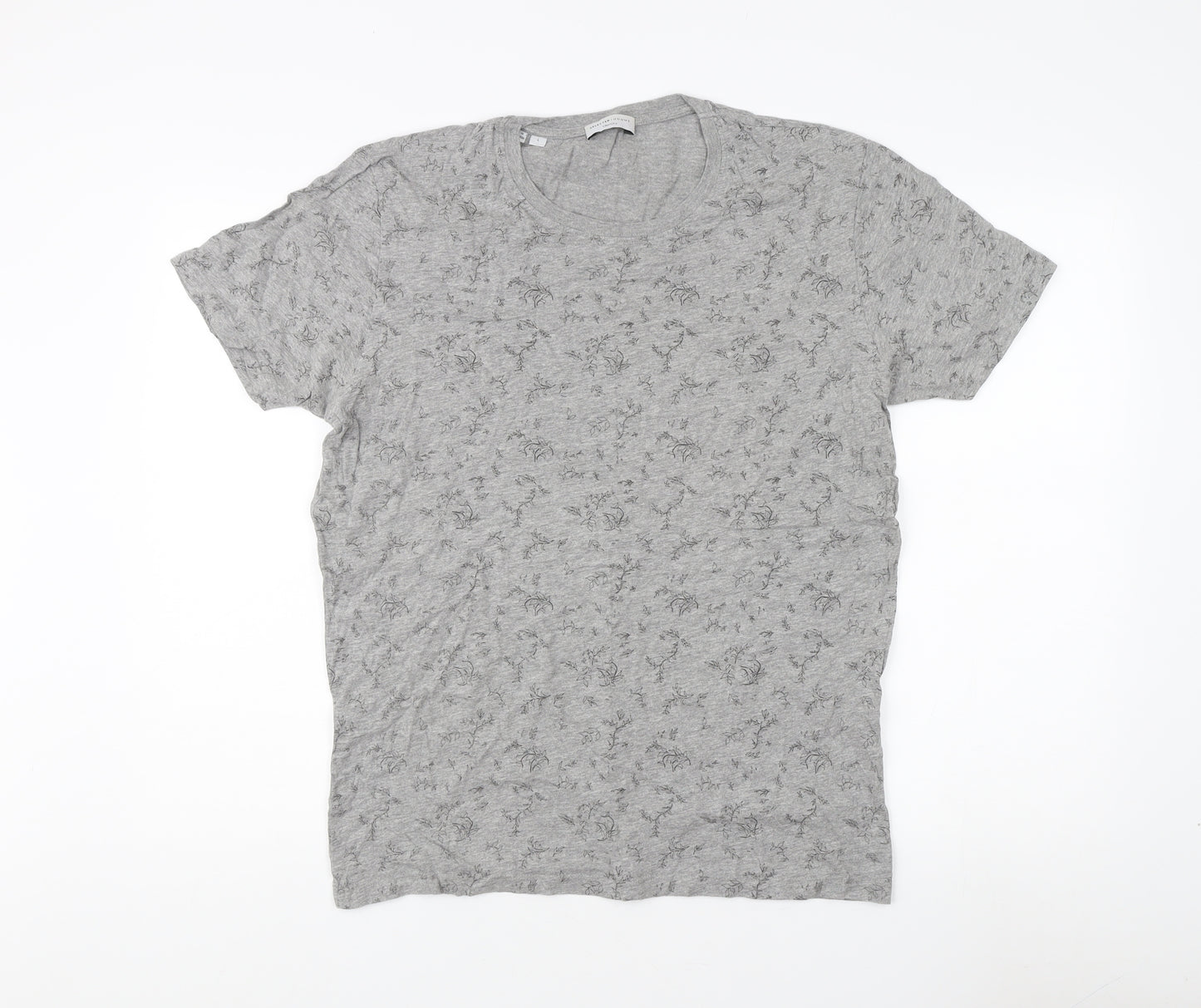 Selected Homme Mens Grey Floral T-Shirt Size L