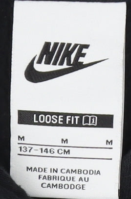 Nike Boys Black Pullover Hoodie, Relaxed Fit, 8-9 Years