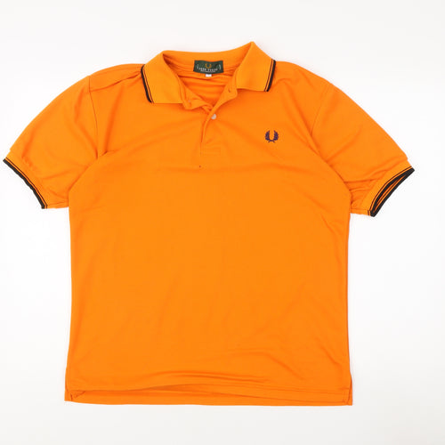 Fred Perry Men's Orange Polo Shirt Size L Cotton