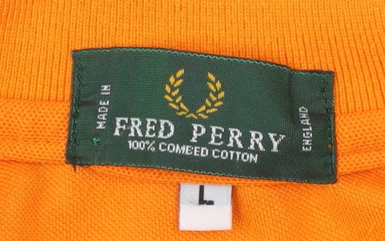 Fred Perry Men's Orange Polo Shirt Size L Cotton