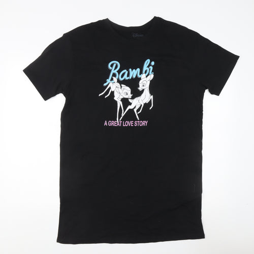 Disney Teens Black Bambi T-Shirt Size 12 Crew Neck