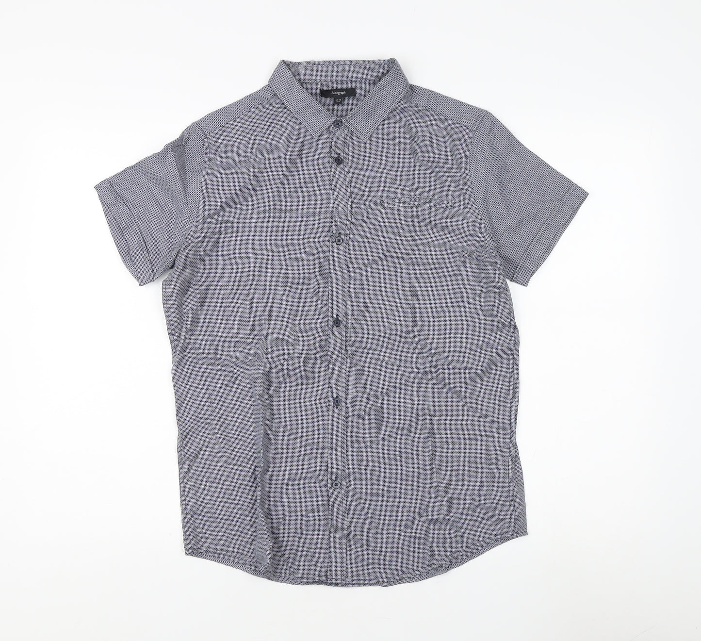 Autograph Boys' Grey Check Button-Up Shirt 13-14 Years