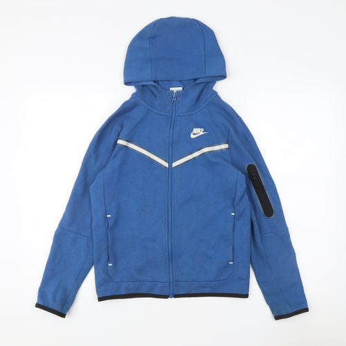 Nike Men's Blue Full Zip Hoodie, L, Hooded, Gym
