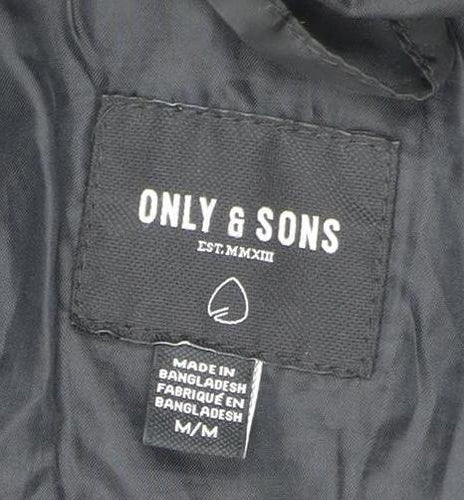 Only & Sons Men's Black Puffer Jacket, Size M, Casual Wear