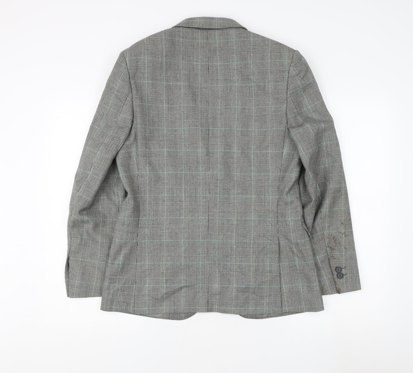 Moss London Men's Grey Check Blazer, Size 38S, Wool