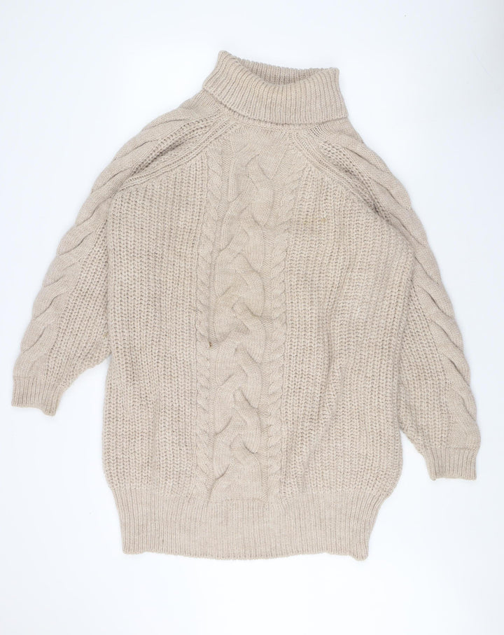 River Island Women's Beige Cable-Knit Pullover L