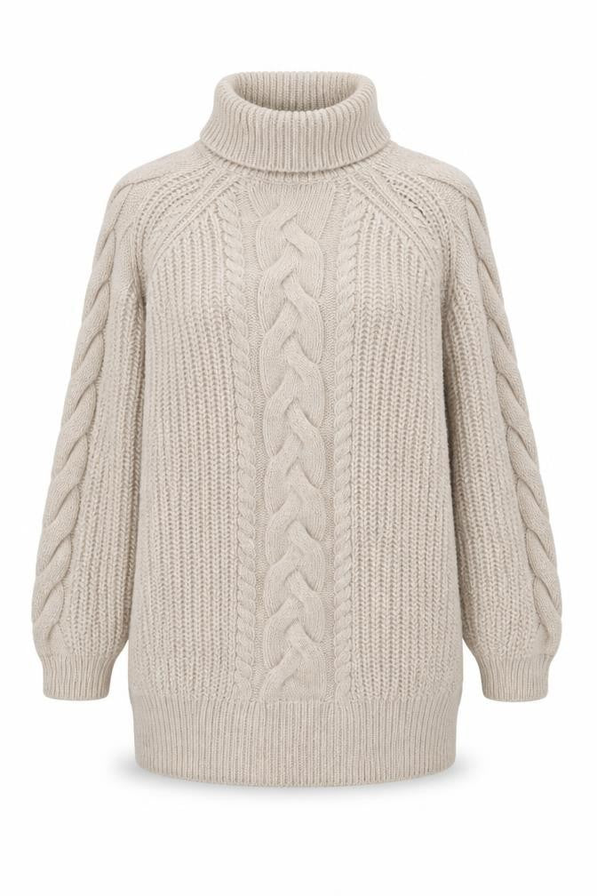 River Island Women's Beige Cable-Knit Pullover L