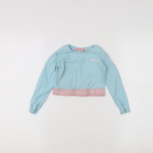 McKenzie Girls Cropped Long Sleeve Blue Cotton Top 4-5 Years