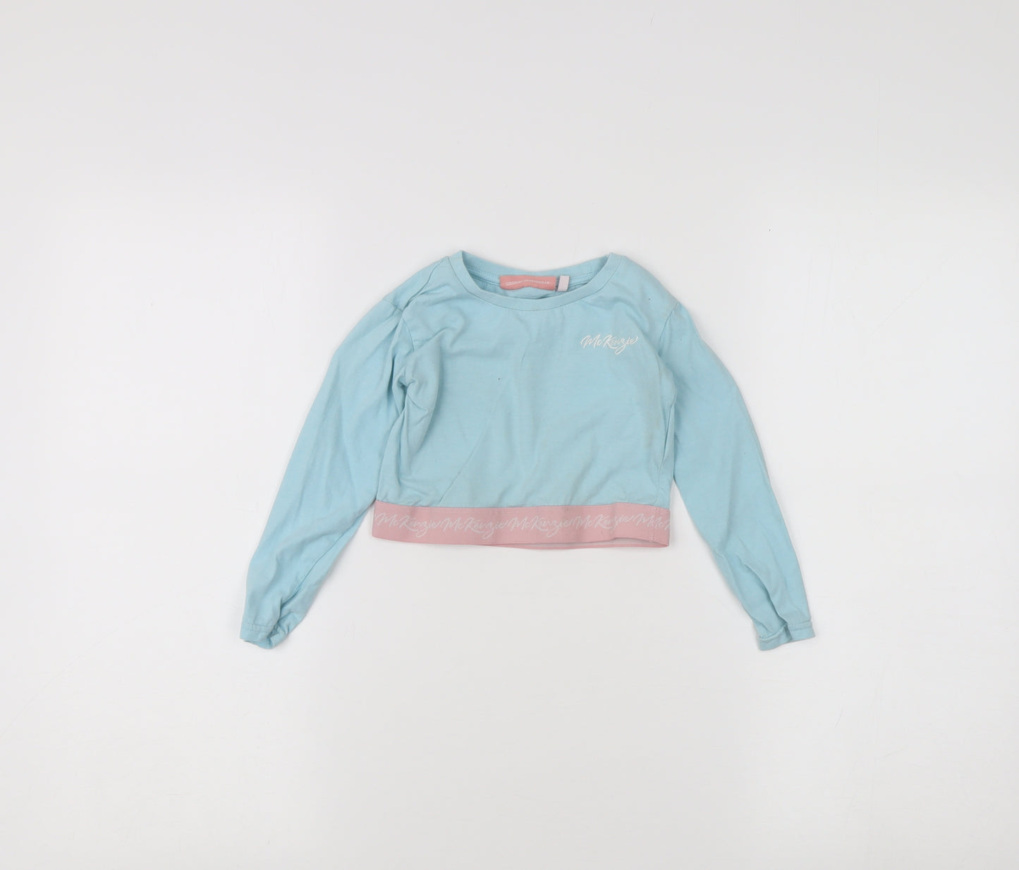 McKenzie Girls Cropped Long Sleeve Blue Cotton Top 4-5 Years