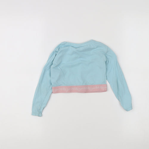 McKenzie Girls Cropped Long Sleeve Blue Cotton Top 4-5 Years