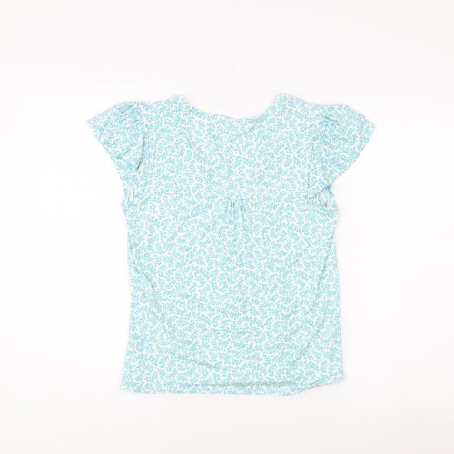 Laura Ashley Women's Blue Floral Blouse, Size 8, Cap Sleeve