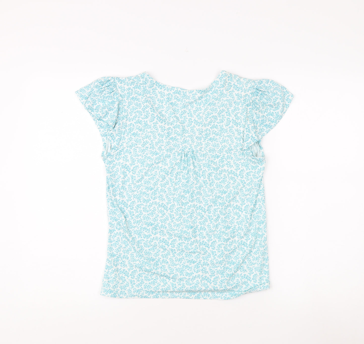 Laura Ashley Women's Blue Floral Blouse, Size 8, Cap Sleeve
