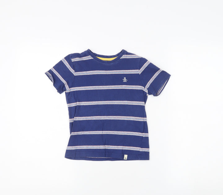 Penguin Boys Blue Striped T-Shirt, 5-6 Years, Cotton