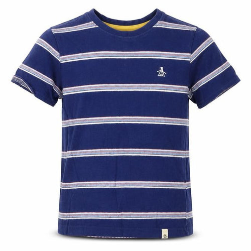 Penguin Boys Blue Striped T-Shirt, 5-6 Years, Cotton