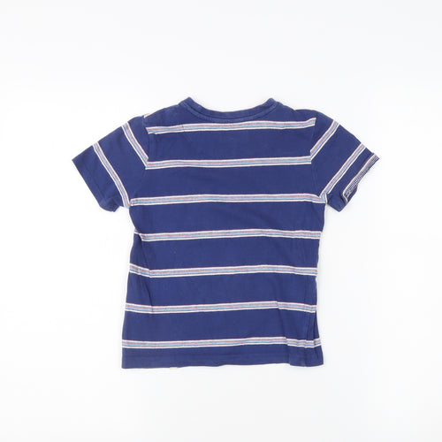 Penguin Boys Blue Striped T-Shirt, 5-6 Years, Cotton