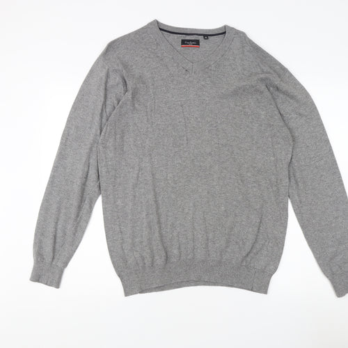 Pierre Cardin Grey V-Neck Pullover Mens Jumper XL