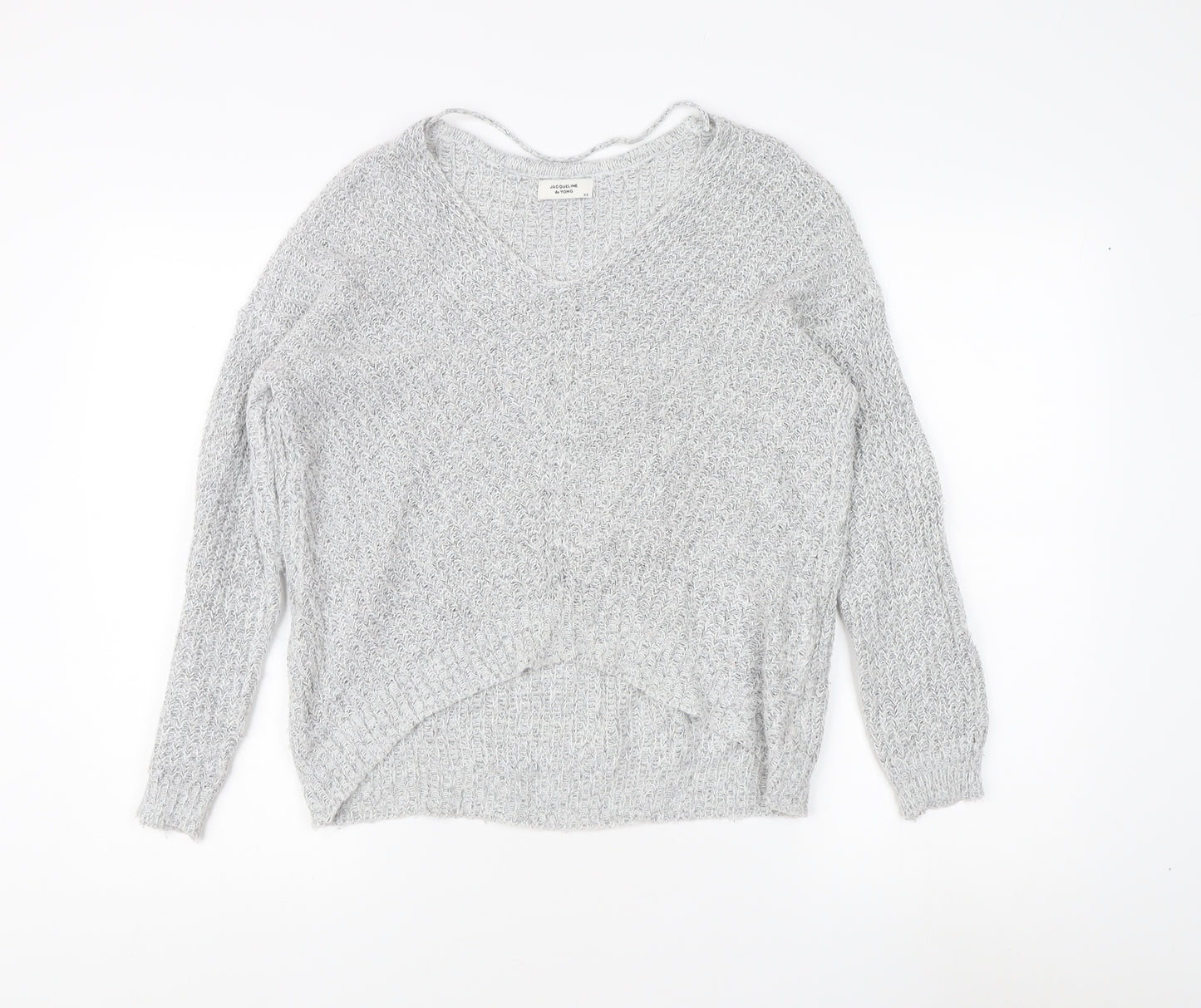 Jacqueline de Yong Women's Grey V-Neck Jumper XS