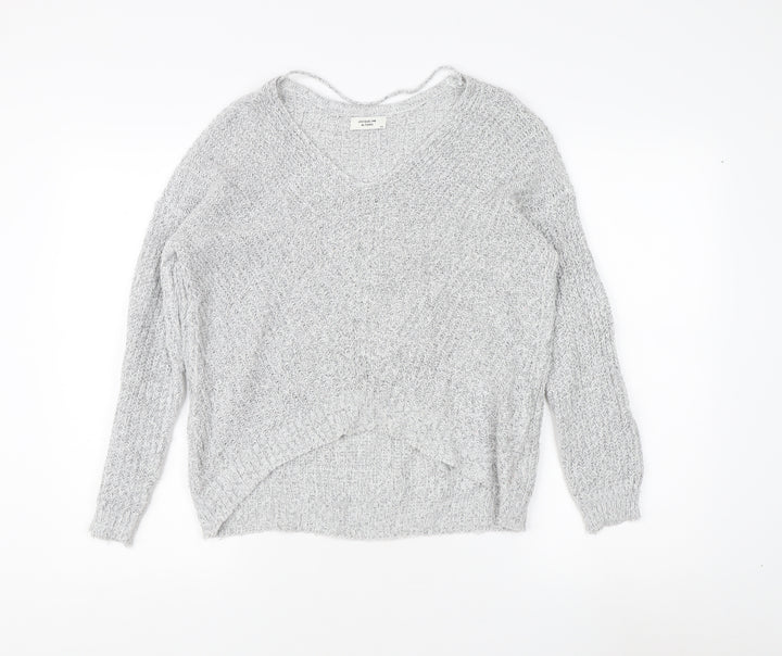 Jacqueline de Yong Women's Grey V-Neck Jumper XS