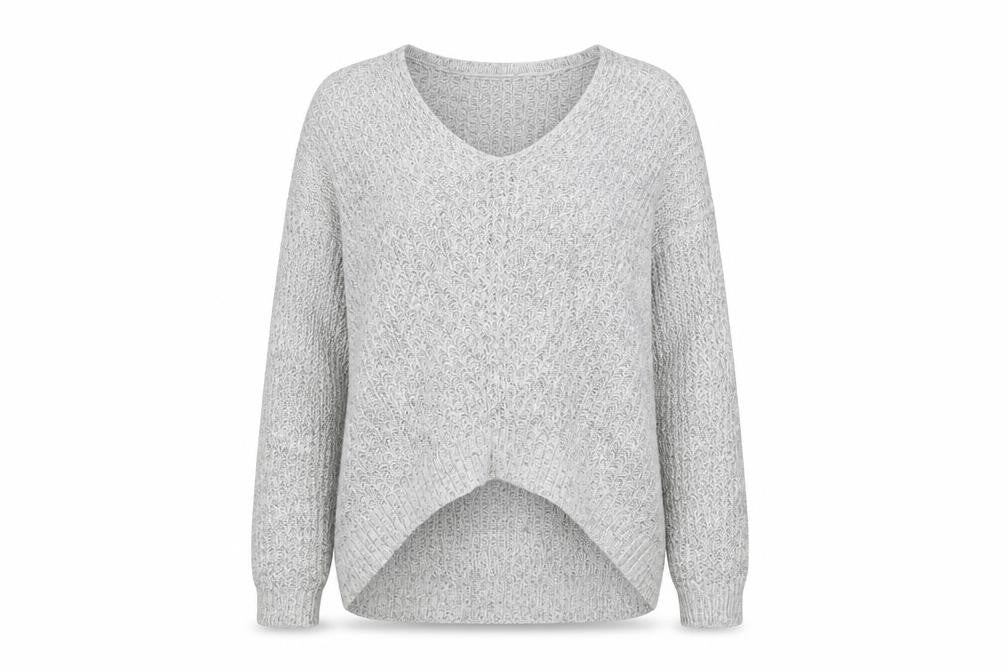 Front view of Jacqueline de Yong Women's Grey V-Neck Jumper XS