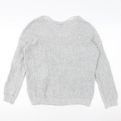Jacqueline de Yong Women's Grey V-Neck Jumper XS