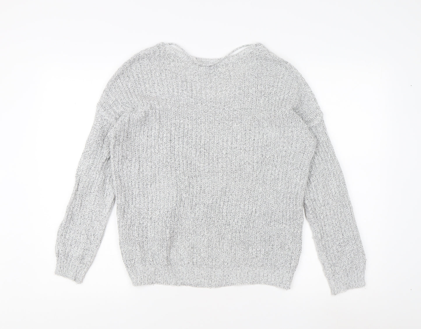 Jacqueline de Yong Women's Grey V-Neck Jumper XS