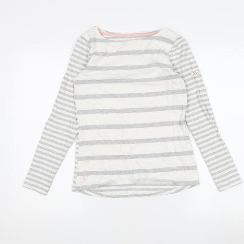 Joules Women's Grey Striped Long Sleeve T-Shirt