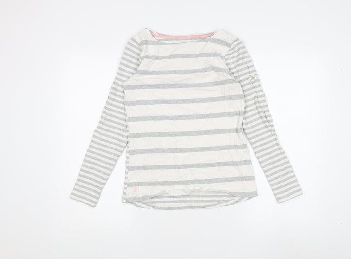 Joules Women's Grey Striped Long Sleeve T-Shirt