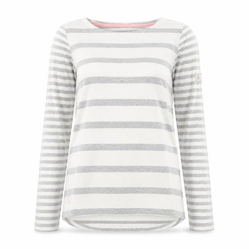 Joules Women's Grey Striped Long Sleeve T-Shirt
