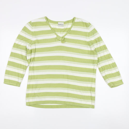 Eastex Women's Green Striped Pullover Jumper Size 12