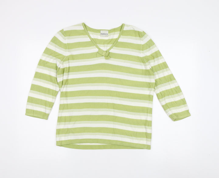 Eastex Women's Green Striped Pullover Jumper Size 12