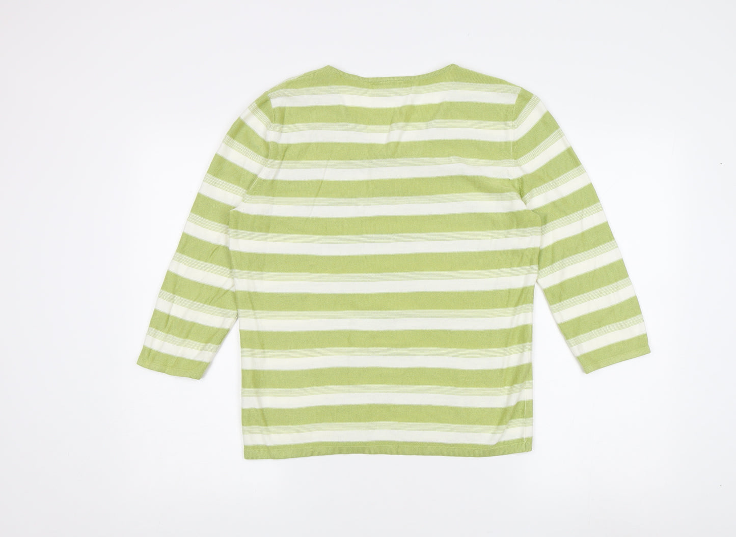 Eastex Women's Green Striped Pullover Jumper Size 12