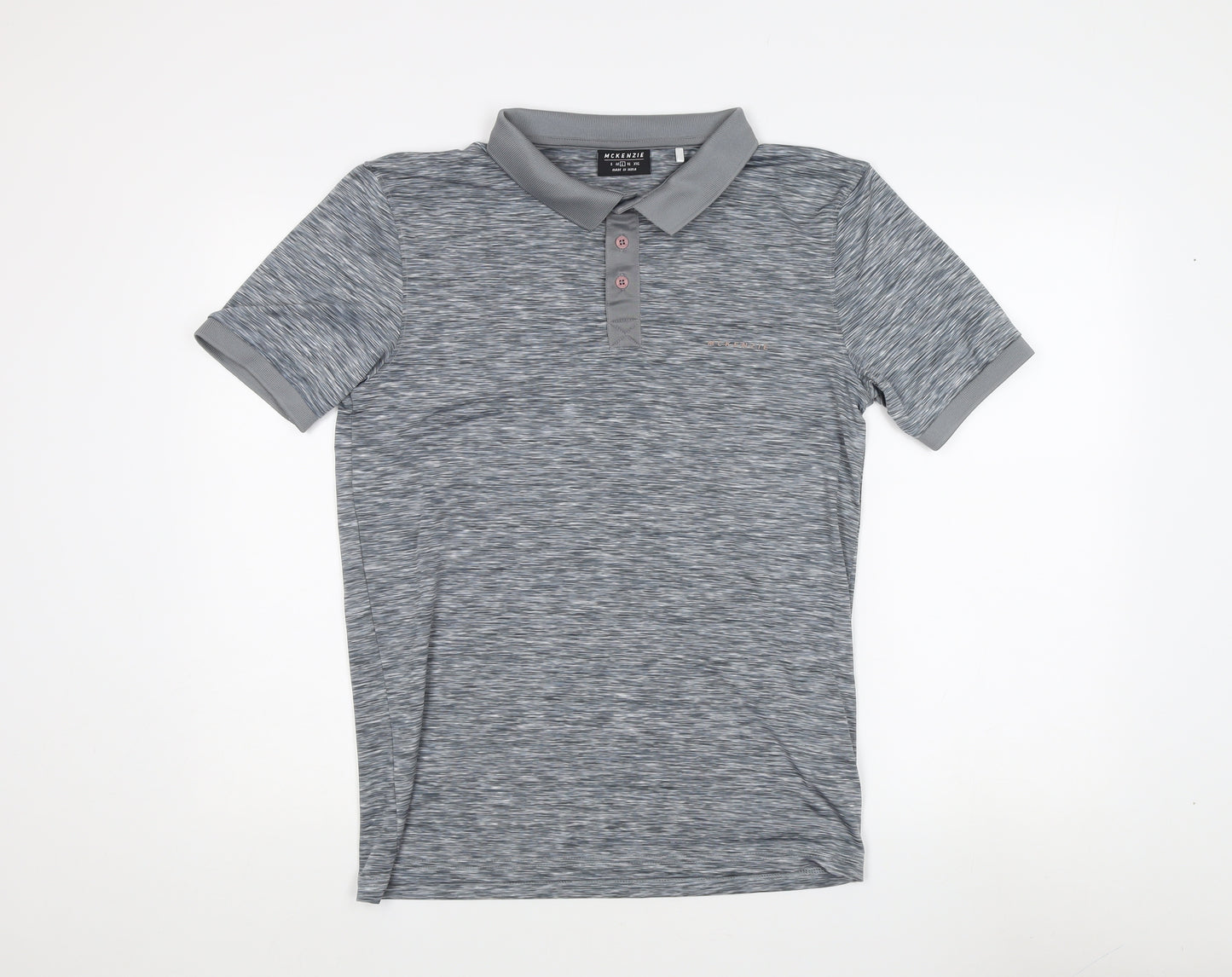 McKenzie Men's Grey Polo Shirt, Size L, Short Sleeve