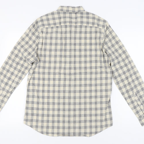 Next Men's Beige Check Button-Up Long Sleeve Shirt M