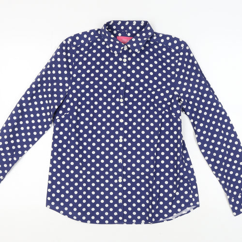 Charles Tyrwhitt Women's Blue Polka Dot Button-Up Shirt 12