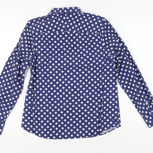 Charles Tyrwhitt Women's Blue Polka Dot Button-Up Shirt 12