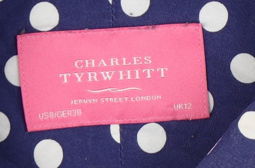 Charles Tyrwhitt Women's Blue Polka Dot Button-Up Shirt 12