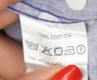 Charles Tyrwhitt Women's Blue Polka Dot Button-Up Shirt 12