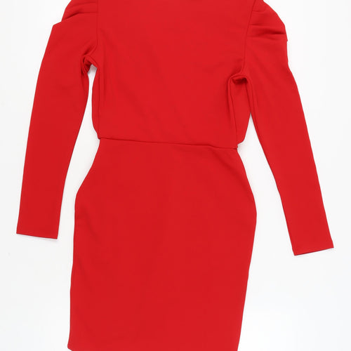 River Island Red Long Sleeve Wrap Dress, Size 8 Women