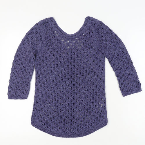 Monsoon Women's Purple V-Neck 3/4 Sleeve Jumper