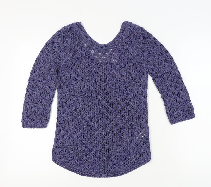 Monsoon Women's Purple V-Neck 3/4 Sleeve Jumper