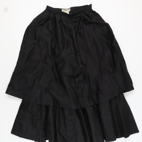 Jaeger Women's Black Silk A-Line Midi Skirt Size 8